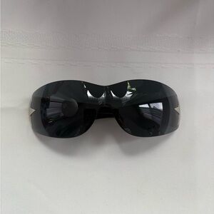 Sleek Black Wraparound Sunglasses with star detail